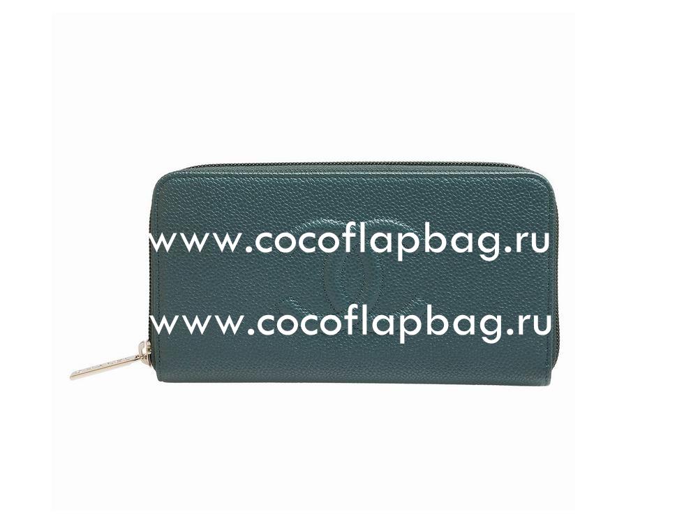 Chanel Caviar Leather CC Logo Wallet In Blue A56352