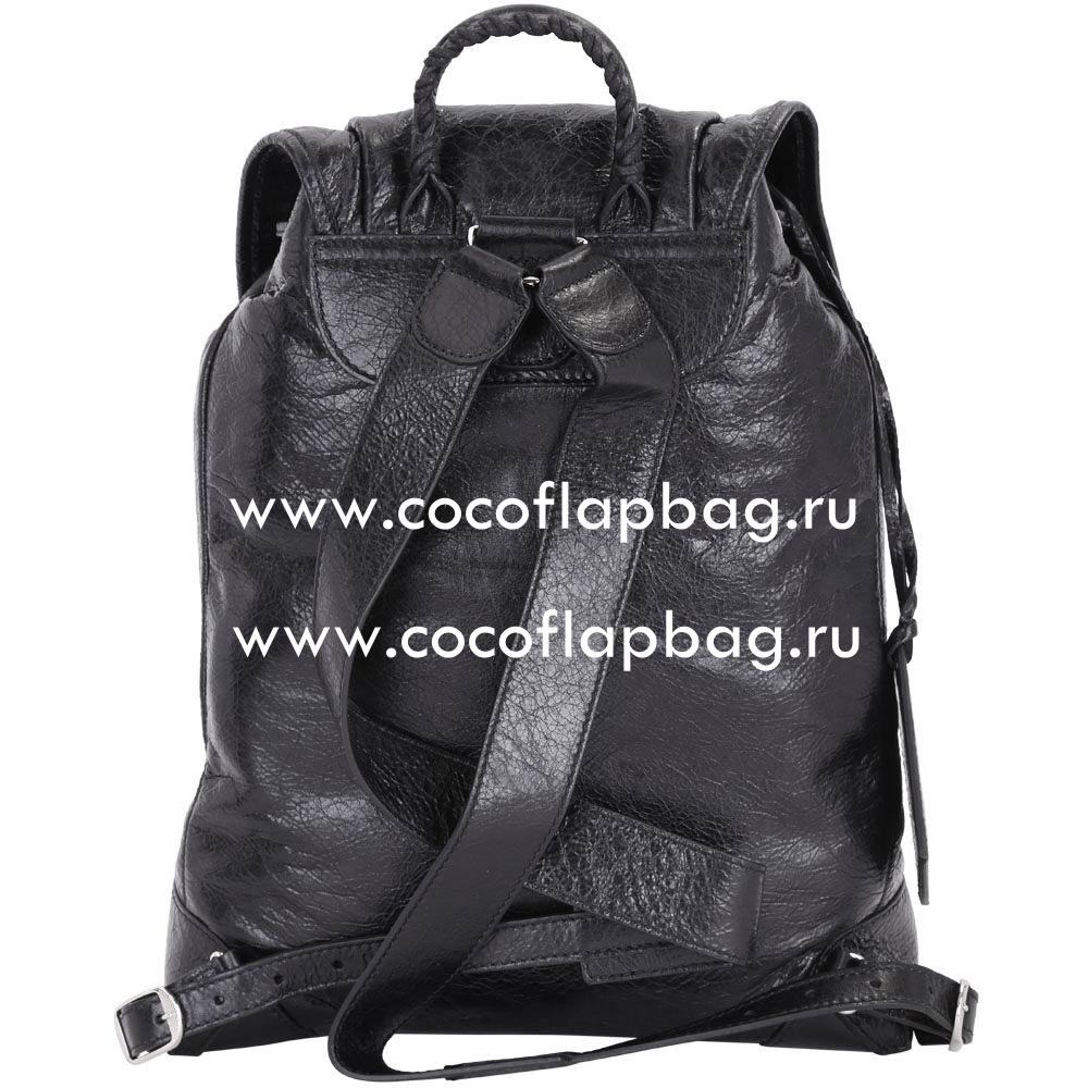 Balenciaga Traveller Giant Silvery Button Sheepskin Motorcycle Backpack Black B7031505