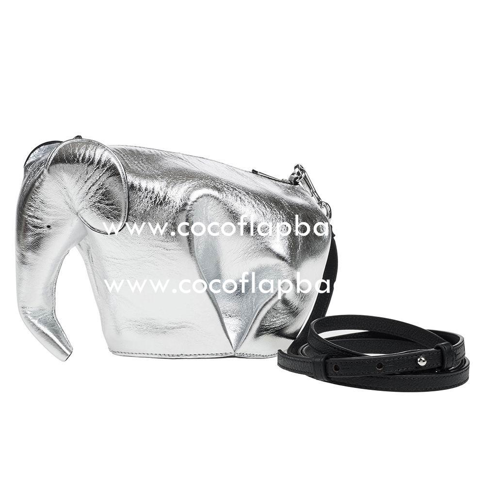 Loewe Animales Elephant Calfskin bag Silvery L8011407