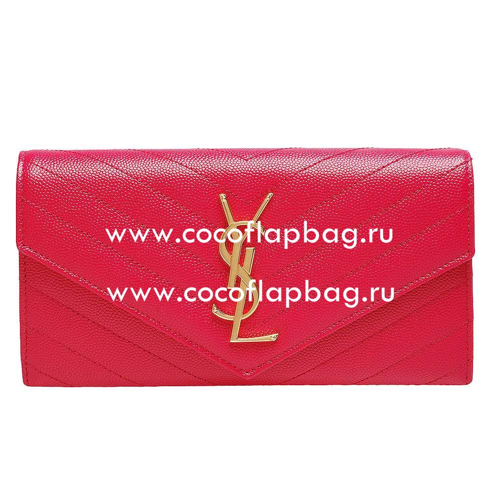 YSL Monogram Caviar Calfskin Wallets In Red YSL5754181