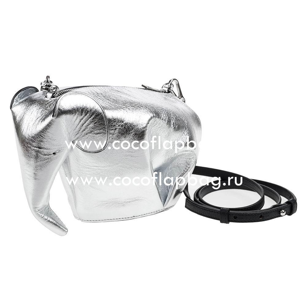Loewe Animales Elephant Calfskin bag Silvery L8011407