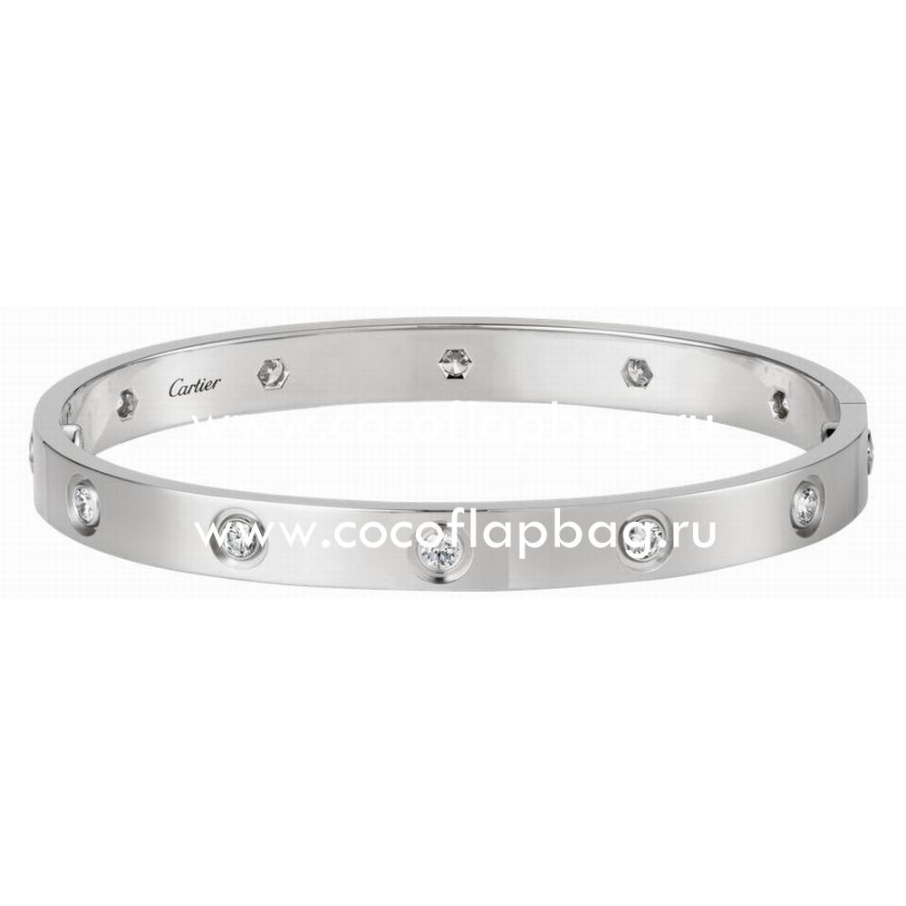 Cartier Love 18K White Gold 10 Diamonds Bracelet CR7081810
