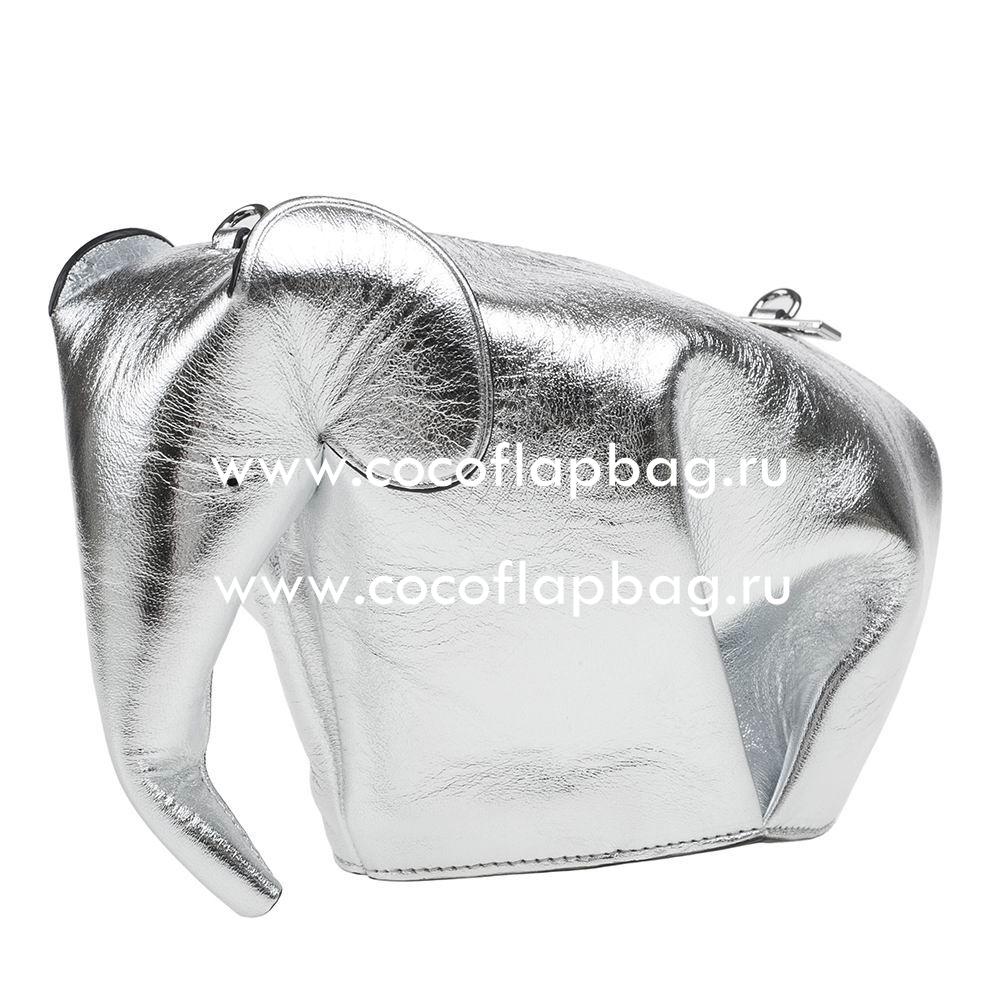 Loewe Animales Elephant Calfskin bag Silvery L8011407