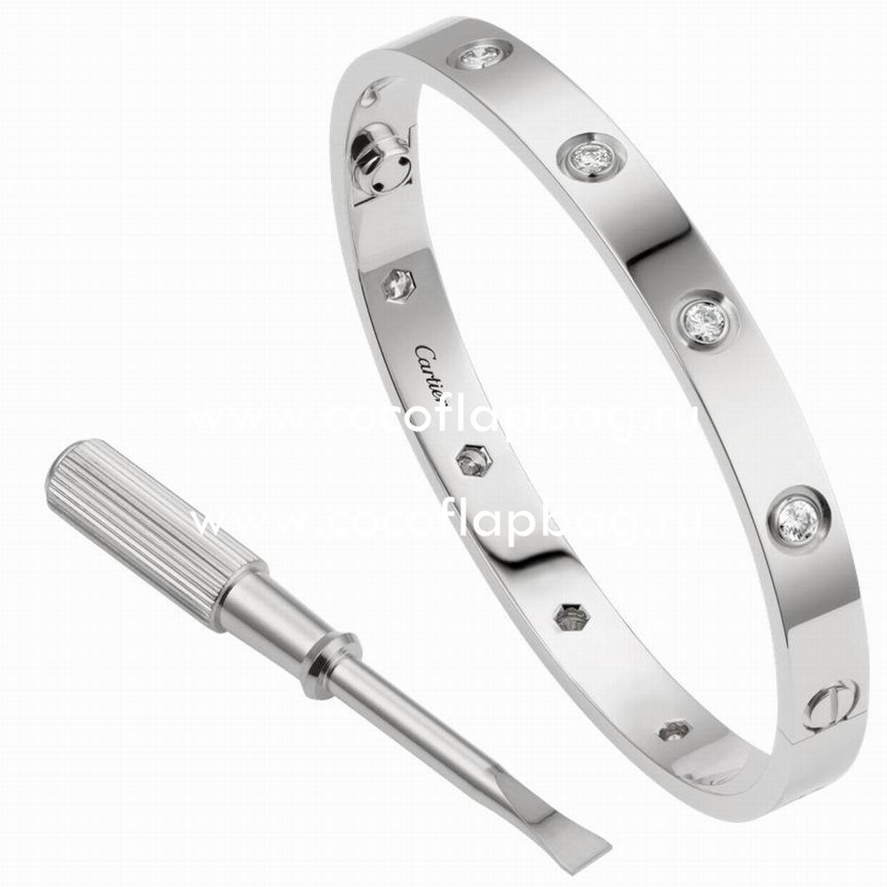 Cartier Love 18K White Gold 10 Diamonds Bracelet CR7081810