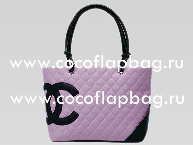 Chanel Cambon Lambskin Tote Bag Pink With Black CC A25169-P
