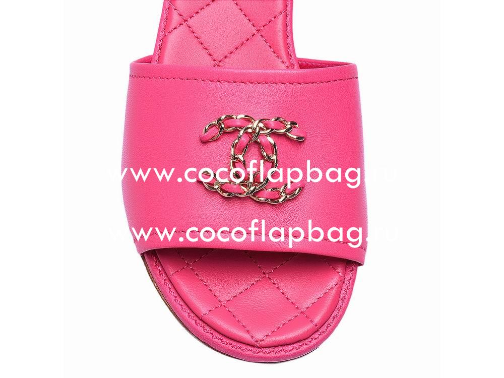 Chanel CC Logo Lambskin Sandle Peach Red G31461