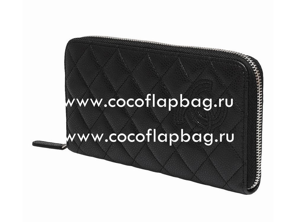 Chanel Caviar CC Logo Long Wallet In Black A57877