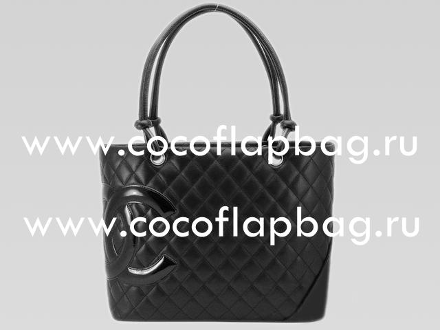Chanel Cambon Lambskin Tote Bag Black with Black CC A25169-W
