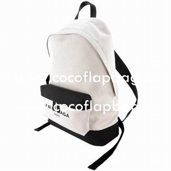 Balenciaga Navy Canvas Zipper Backpack Beige Black B6112208