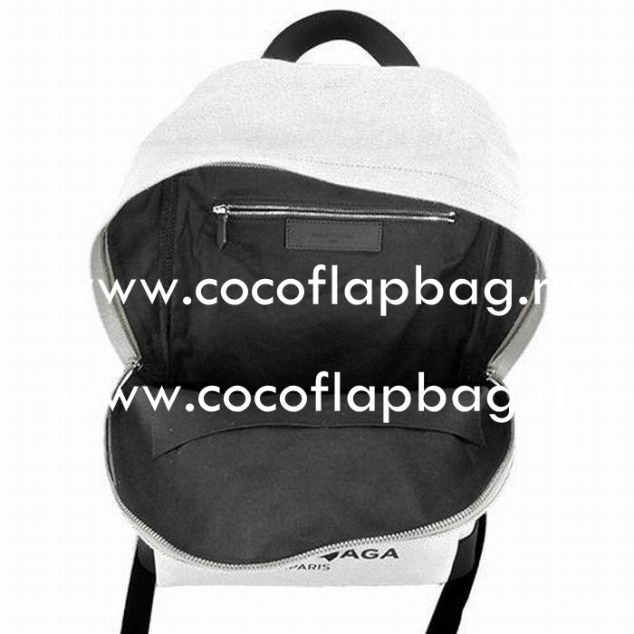 Balenciaga Navy Canvas Zipper Backpack Beige Black B6112208