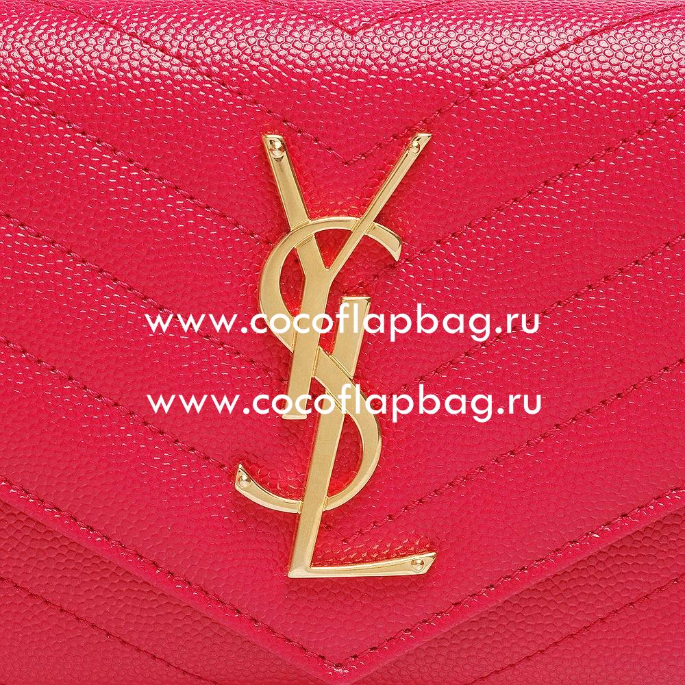 YSL Monogram Caviar Calfskin Wallets In Red YSL5754181