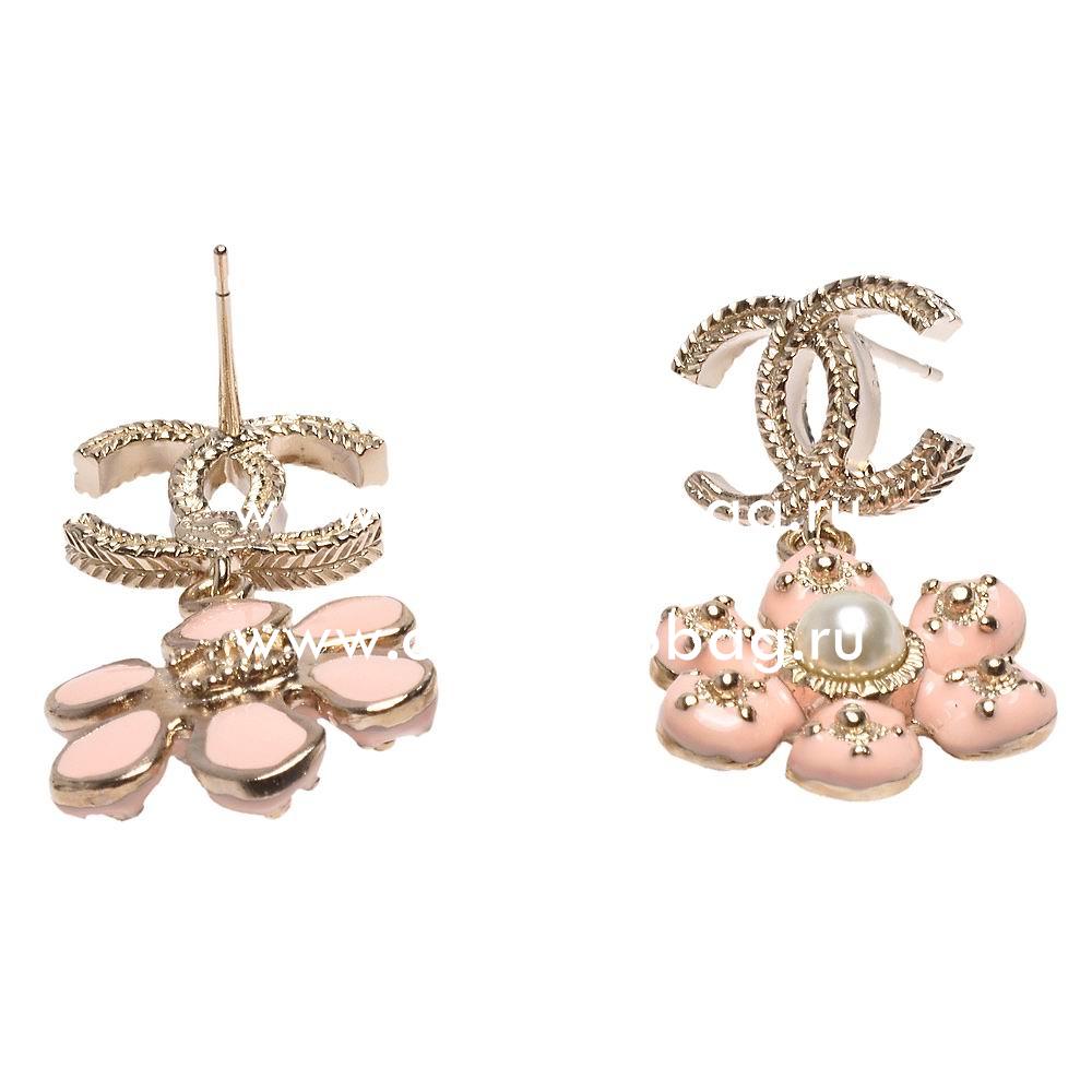 Chanel CC Logo Flower Metal/Pearl Earring Gold/Pink FC835419