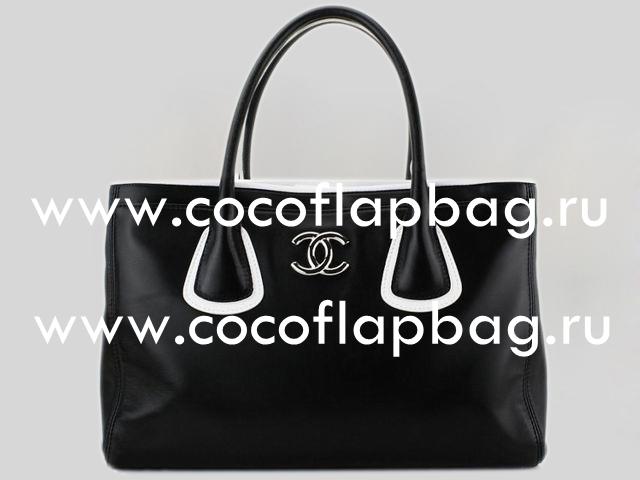 Chanel Contrast Executive Cerf Tote Bag Black/White A46174-G