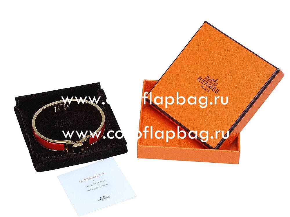 Hermes Click H Logo Enamelled Bracelet Red Gold H58965