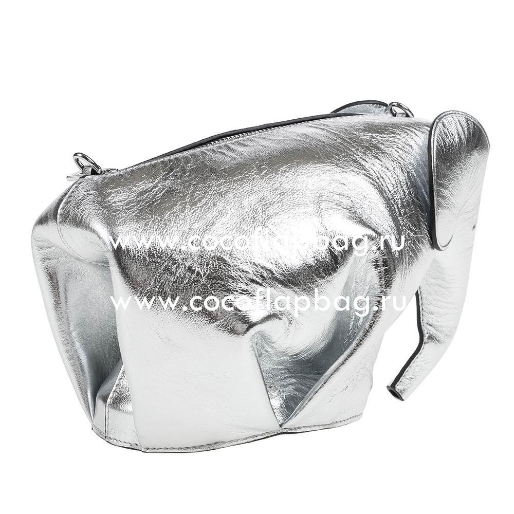 Loewe Animales Elephant Calfskin bag Silvery L8011407