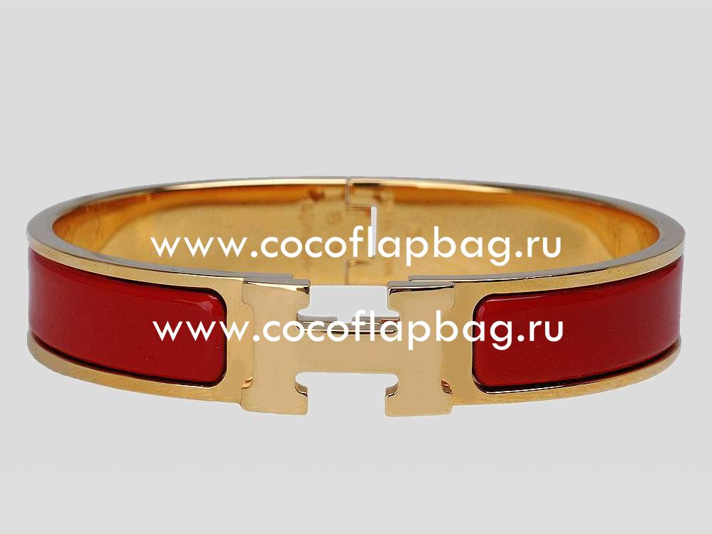 Hermes Click H Logo Enamelled Bracelet Red Gold H58965