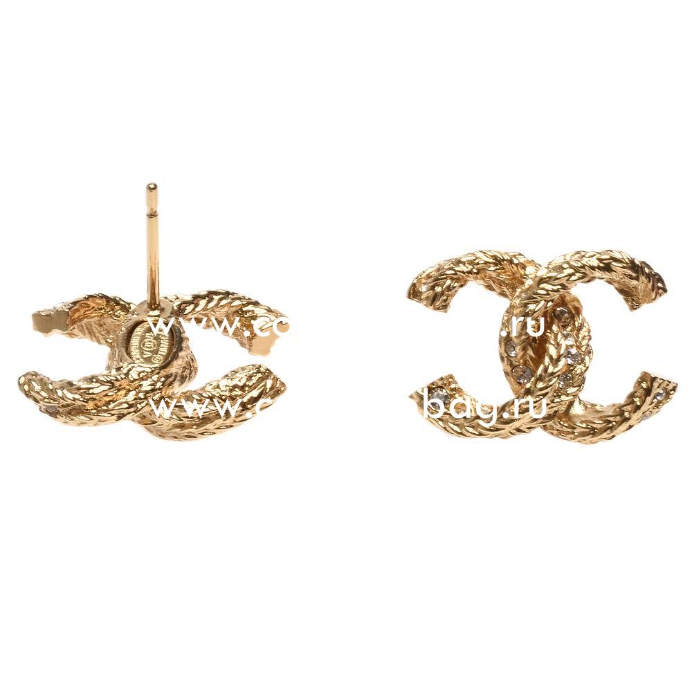 Chanel CC Logo Metal/Crystal Earring Gold FC427443