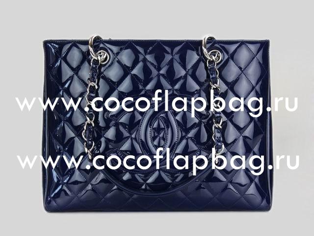 Chanel Classic Patent Grand Shopping Tote Marine Blue A20995-93925