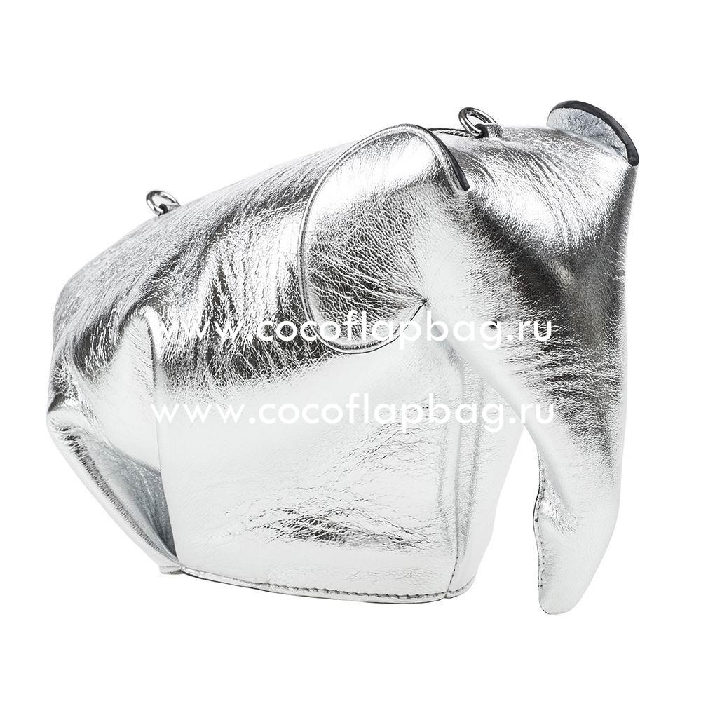 Loewe Animales Elephant Calfskin bag Silvery L8011407