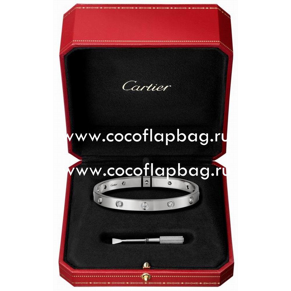 Cartier Love 18K White Gold 10 Diamonds Bracelet CR7081810