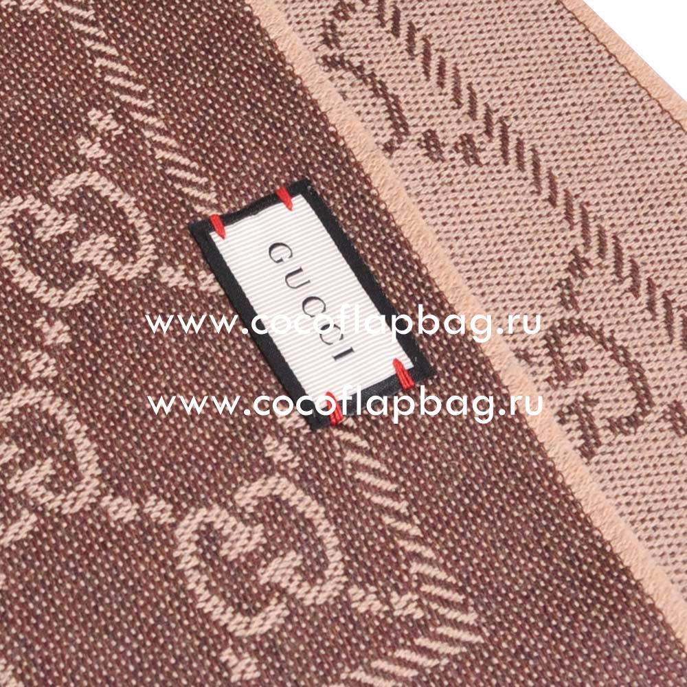 Gucci Sten Classic GG Logo Wool Scarf Khaki Coffee G7022204