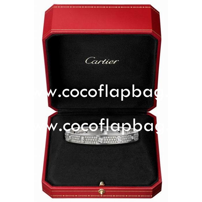 Cartier Love Diamond-Paved 18K White Gold Bracelet CR7082404