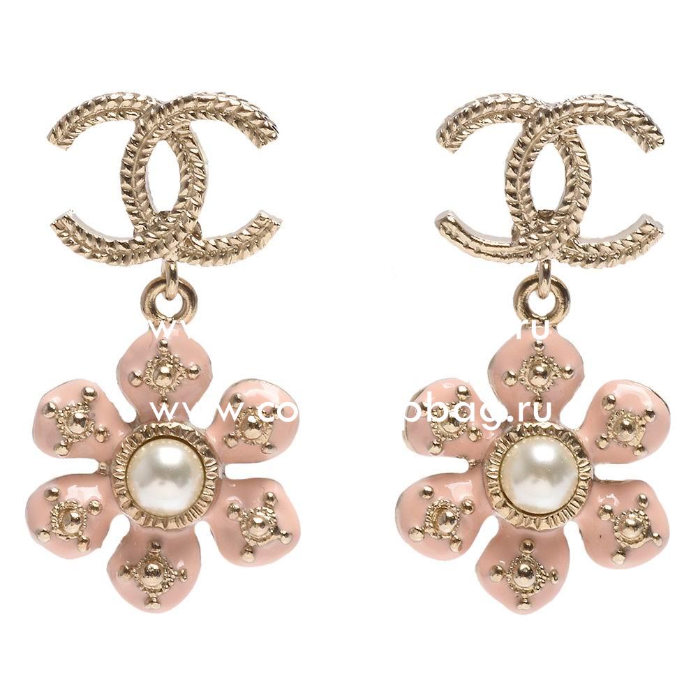 Chanel CC Logo Flower Metal/Pearl Earring Gold/Pink FC835419