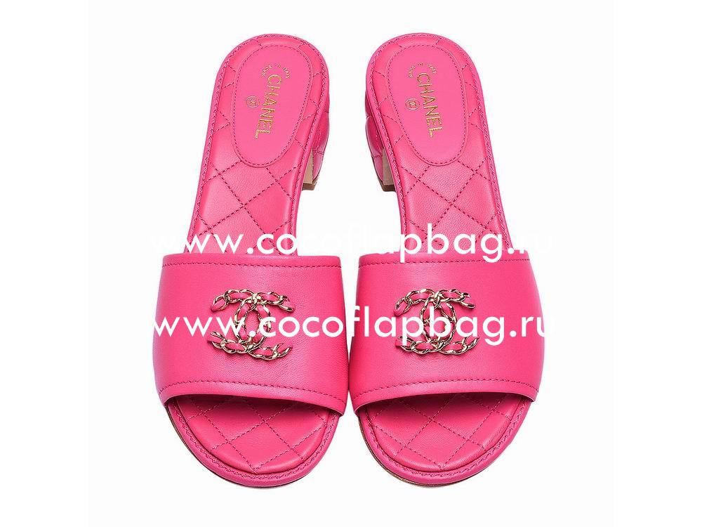 Chanel CC Logo Lambskin Sandle Peach Red G31461