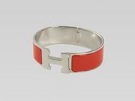 Hermes Click Clack & Silver Bracelet In Vermilion HB2021