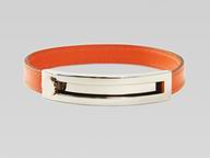 Hermes Matt Silver&Leather Bracelet In Orange HB2098