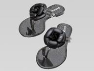 CHANEL CAMELLIA FLIP-FLOPS SANDAL IN BLACK 1245HB