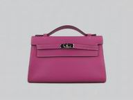HERMES KELLY 22 CALFSKIN CLUTCH BAG PEACH RED H8008E
