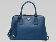 Prada Saffiano Lux Triangle Logo Plate Sapphire Blue P415568