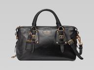 Prada Tessuto Saffiano Metal Logo Calfskin Bag Black P360343