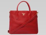 2013 Prada Tessuto Vitello Daino Triangle Logo Plate Bag Red P393619