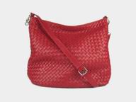 BOTTEGA VENETA Lambskin Woven Crossbody Bag Red 80021