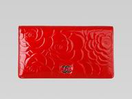 Chanel Camellia Patent Leather Double CC Wallet In Red A32085