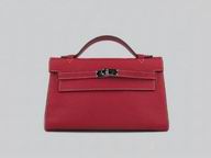 HERMES KELLY 22 CALFSKIN CLUTCH BAG IN RED H8008D
