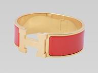 Hermes Medium Size Enamelled Click H Bracelet Rose Pink&Gold HE58865