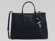Prada Saffiano Triangle Logo Large Shopping Tote Black P367209
