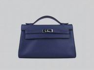 HERMES KELLY 22 CALFSKIN CLUTCH BAG DEEP BLUE H8008C