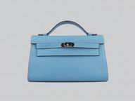 HERMES KELLY 22 CALFSKIN CLUTCH BAG LIGHT BLUE H8008B