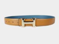 HERMES CALFSKIN LEATHER BELT IN SIENNA H8922