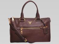 Prada Tessuto Vitello Daino Soft Cowhide Shouldbag Deep Brown BL0805D