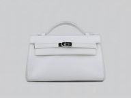 HERMES KELLY 22 CALFSKIN CLUTCH BAG WHITE H8008W