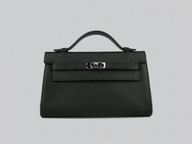 HERMES KELLY 22 CALFSKIN CLUTCH BAG BLACK H8008H