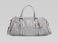 Prada Nappa Lambskin Leather Gaufre Bag In Grey P409244