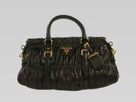 Prada Nappa Lambskin Leather Gaufre Bag In Black P876541