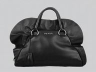 Prada Lambskin Leather Ruffled Handbag Nappa-Nero PB00542