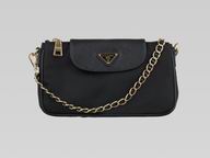 2013 Prada Triangle Logo Plate Cluch Bag In Black P371046